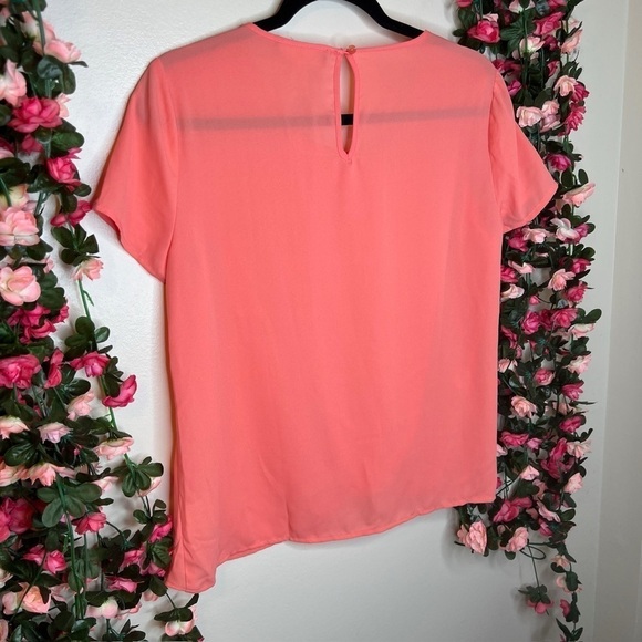 Pink Rose NWT V-Neck Blouse Shirts Womens Medium Sheer Flowy Airy Work Office - Picture 6 of 9